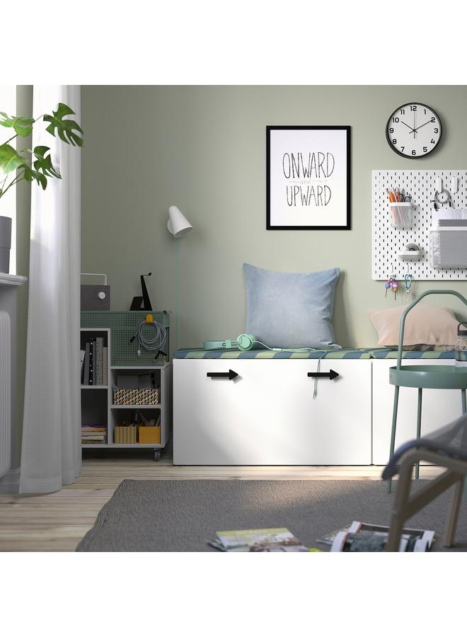 Zaboon Bench with toy storage, white/white, 90x52x48 cm - Image 4