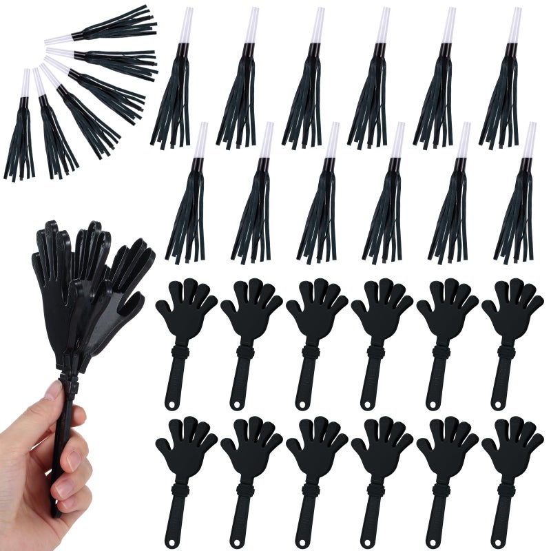 Motionchic 24 Pack Hand Clappers Noisemakers Include 12 Large 7 Hand Clappers 12 Party Horns and Blowers Noisemaker Toys for Xmas 2026 New Years Eve Party Supplies Black - Image 3