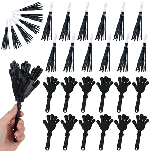 Motionchic 24 Pack Hand Clappers Noisemakers Include 12 Large 7 Hand Clappers 12 Party Horns and Blowers Noisemaker Toys for Xmas 2026 New Years Eve Party Supplies Black - Image 1
