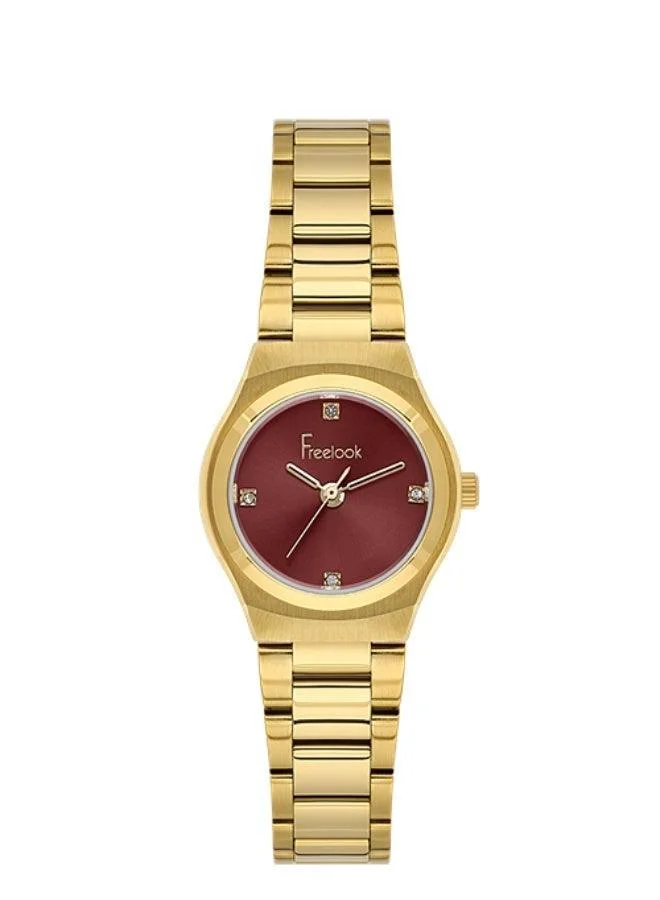 Freelook Paris Freelook - Jolie Women's Watch | Steel Case | Stainless Steel Band | Maroon & Round Dial | Analog | Japanese Quartz | Mineral Glass | Premium Luxury Watch | Ideal Gift | Water Resistant 50 Meters