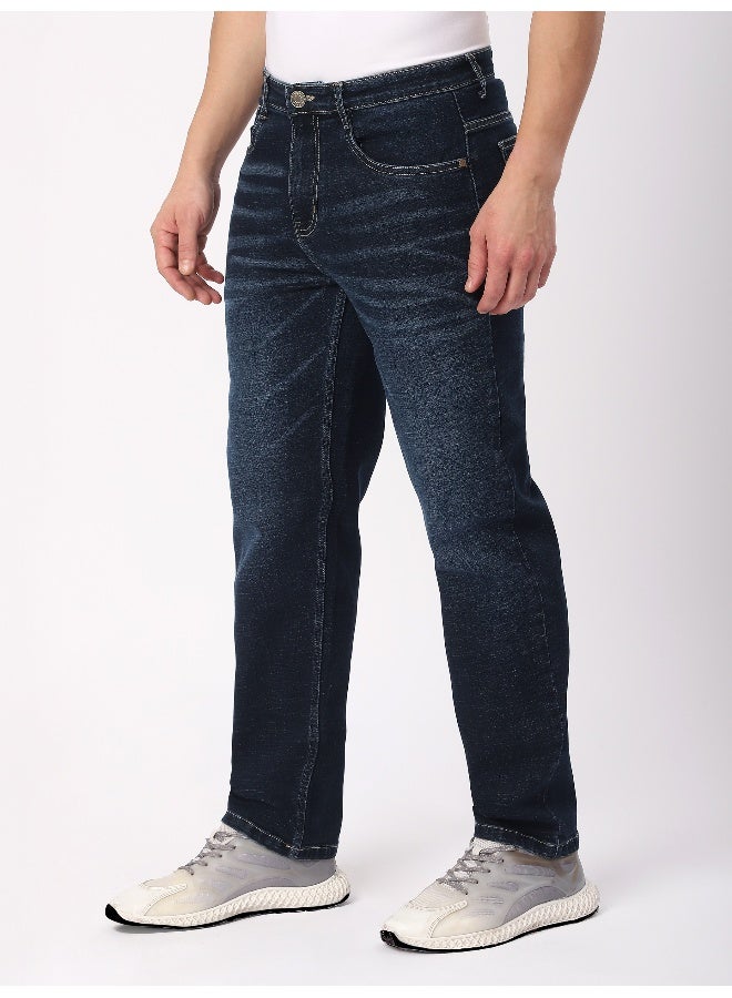 Beyoung Mid Blue Raw Regular Fit Jeans for men  - Image 3