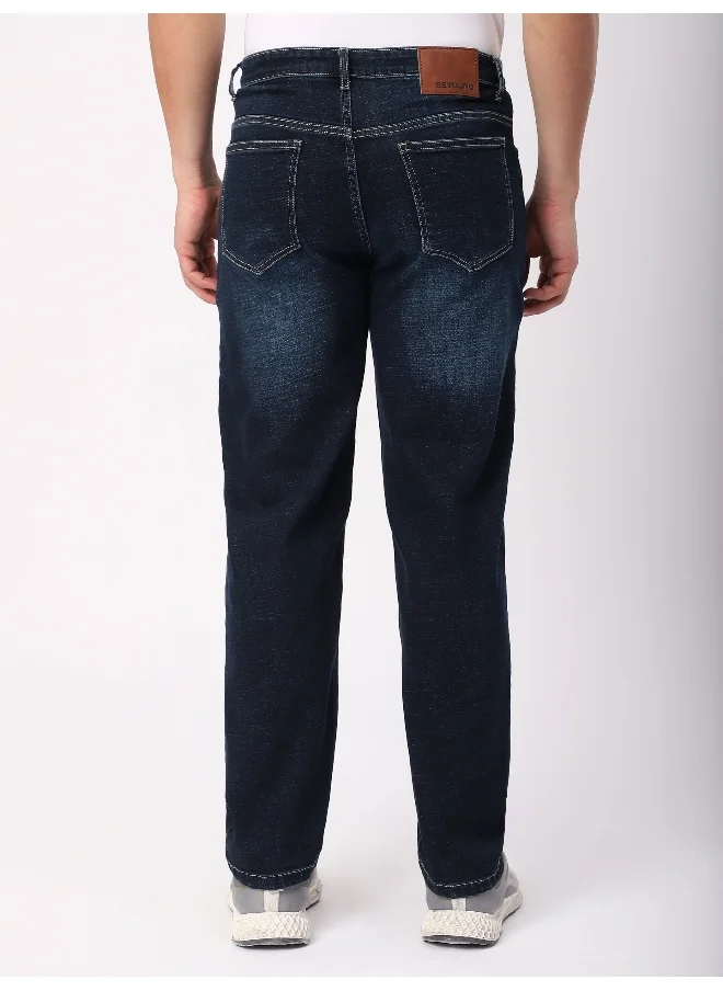 بيونغ Mid Blue Raw Regular Fit Jeans for men