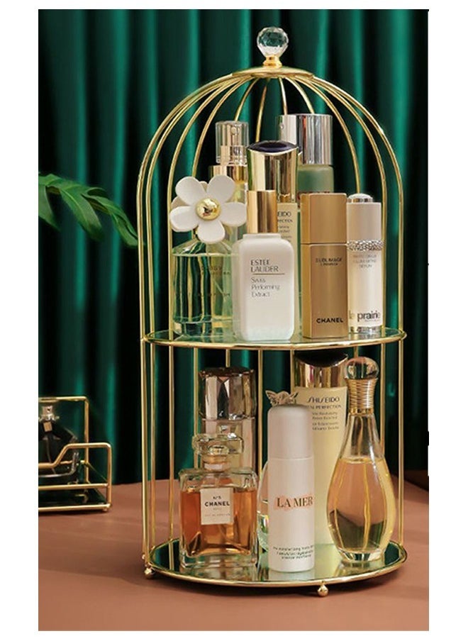 Yameem Cosmetic Rack Bird Cage Shape Desktop Makeup Organizer Rack  - Image 1