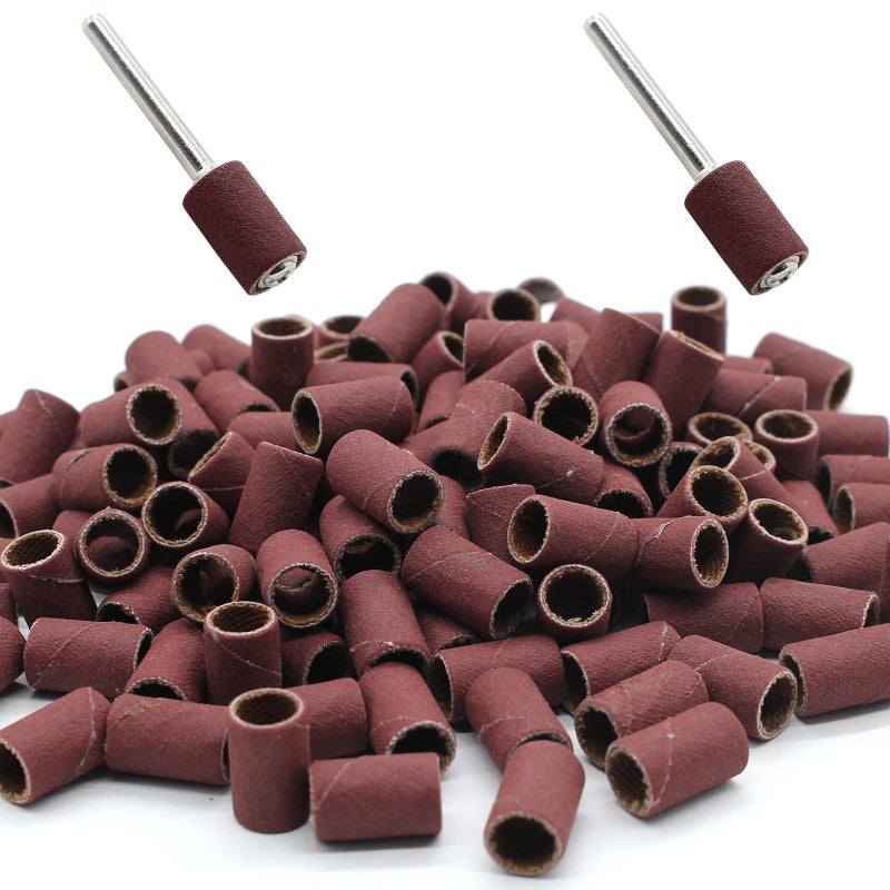 Cionyce 120 PCS 1/4 Inch Sanding Sleeves 400 Grit Sanding Drum and Sleeves Set Oxide Sandpaper Sanding Drum Sanding Bands - Image 1