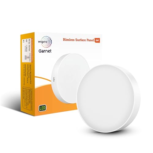 wipro Polycarbonate Garnet 6W Rimless Surface Panel (Pack of 1, Warm White) - Image 1
