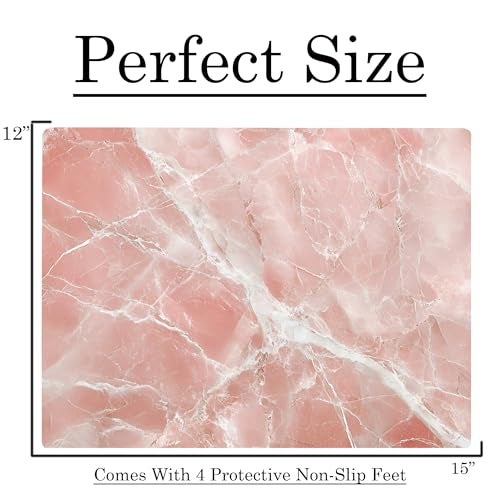 DAJDC White Pink Rose Quartz Agate Marble Kitchen Glass Cutting Board Ocean Decorative Gift Marbled Granite Stone Rock Gift For Her Mom Wife (White Pink) - Image 3
