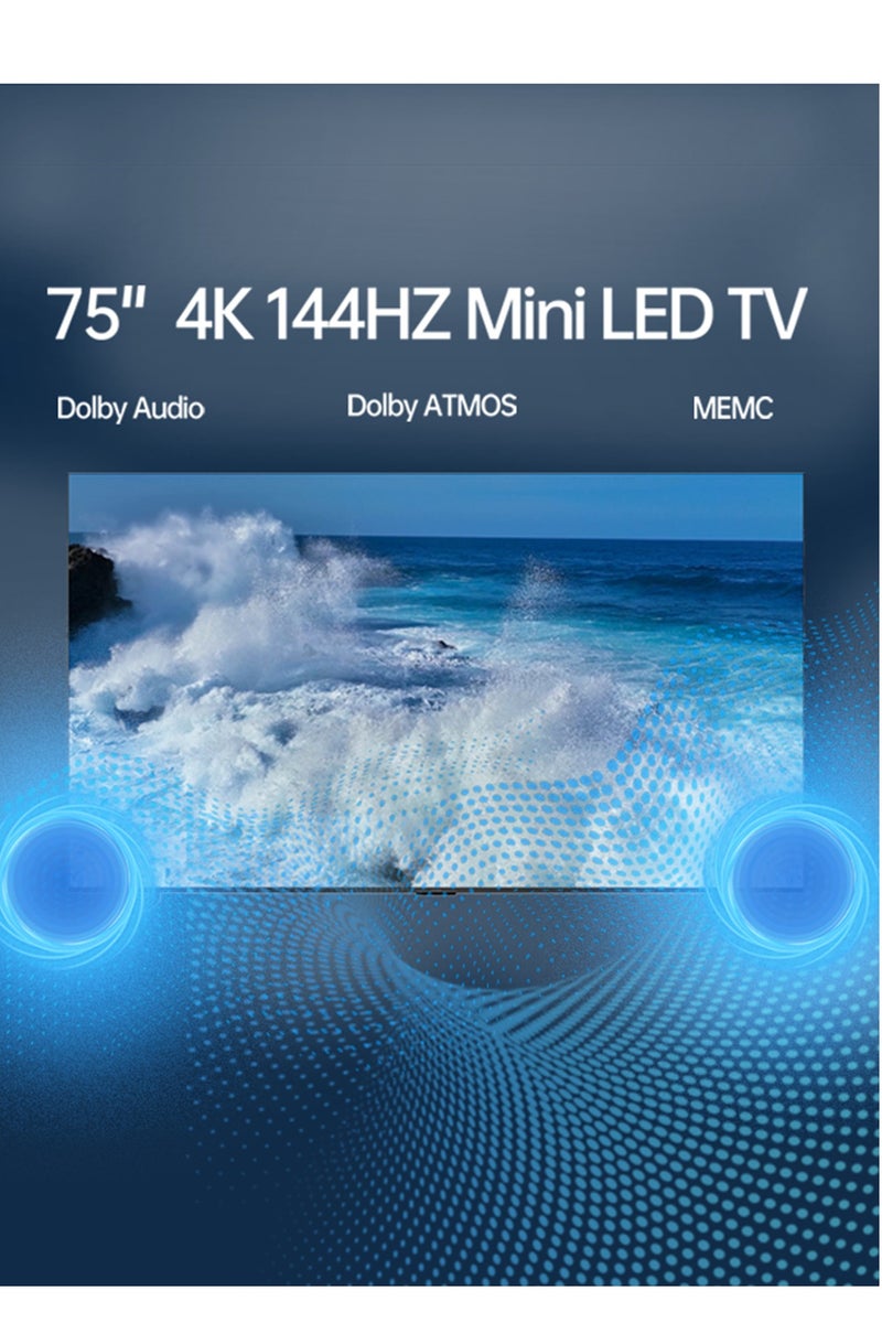 ROWA 75R85 Television 75 Inch Smart TV 4K Mini LED Colorful Quantum Crystal HDR 10+ Gaming Google TV, 144Hz Native Refresh Rate, MEMC,Dolby Atmos, Game Master (2025 Model) - Image 3