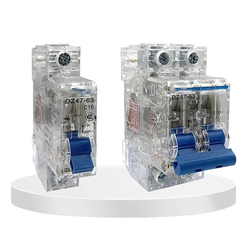 Circuit Breaker, .DZ47-63 1P 2P 3P 4P 63a Transparent Shell 6Ka MCB air Single Pole Switch Low Voltage(20a,2P) - Image 1