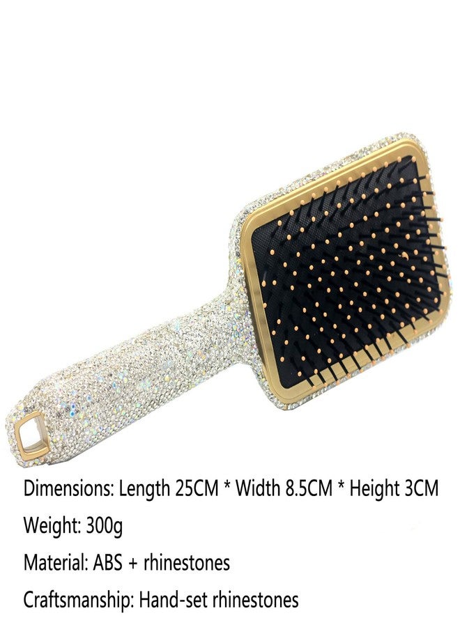 Bestbling Hair Brush - Detangle Hair and Comb, Massage Cushion, Anti-static, Smooth and Sleek Hair, Luxury Rhinestone Design Suitable for Women (Square01 Silver) - Image 4