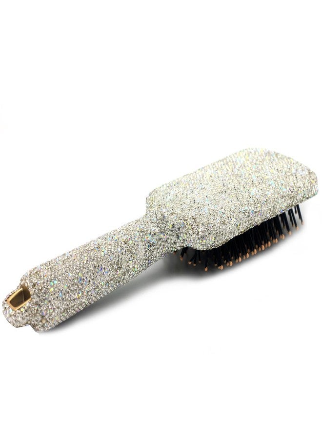 Bestbling Hair Brush - Detangle Hair and Comb, Massage Cushion, Anti-static, Smooth and Sleek Hair, Luxury Rhinestone Design Suitable for Women (Square01 Silver) - Image 2