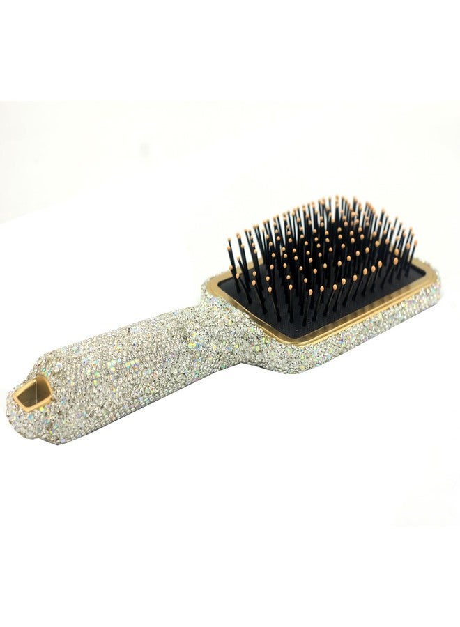 Bestbling Hair Brush - Detangle Hair and Comb, Massage Cushion, Anti-static, Smooth and Sleek Hair, Luxury Rhinestone Design Suitable for Women (Square01 Silver) - Image 3