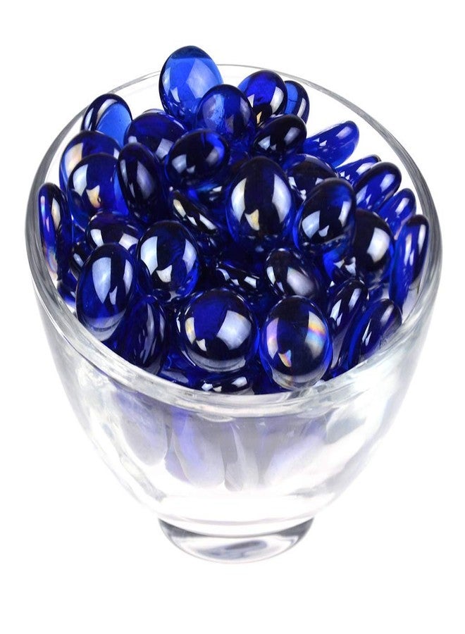 Ercole Decorative Flat Gems Polished Glass Beads Pebble Stones for Plant Pots Vase Fillers Aquarium Home Decor Garden Decoration (Sapphire Blue, Dia: 17-19mm, 500 Grams) - Image 3