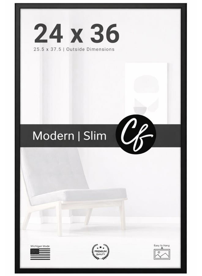Craig Frames (24 x 36) - 7171610BK 60cm by 90cm Poster Wood Grain Finish, .2100cm Wide, Solid Black - Image 1