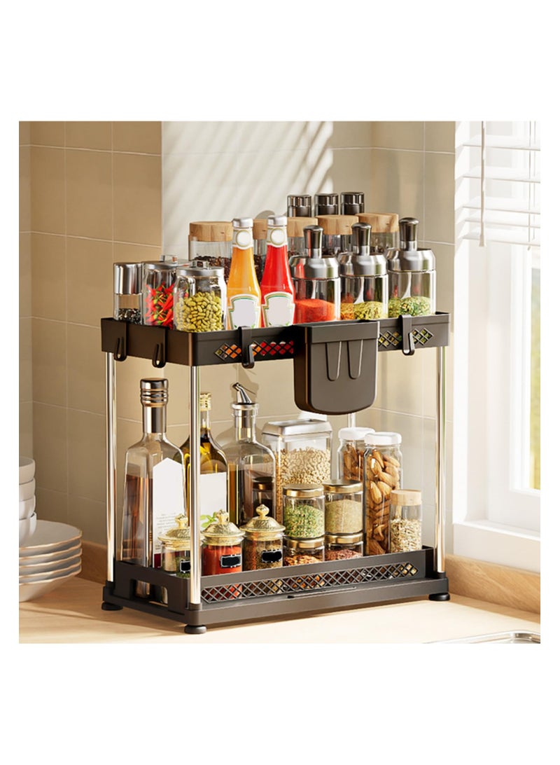 SYOSI High-Strength Plastic Storage Rack - Under-Sink & Bathroom Organizer, Easy Assembly, Drainage & Ventilation Design, Waterproof for Easy Cleaning - Ideal for Kitchen Pantry Closet Bathroom (Black)  - Image 2