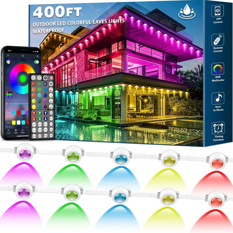Sinley Permanent Outdoor RGB Lights,Waterproof Smart LED Eaves Lights with App/Remote Control,for Christmas and All Holiday Decor,Daily and Accent Lighting,House Roof and Garden Lighting (400FT) - Image 1