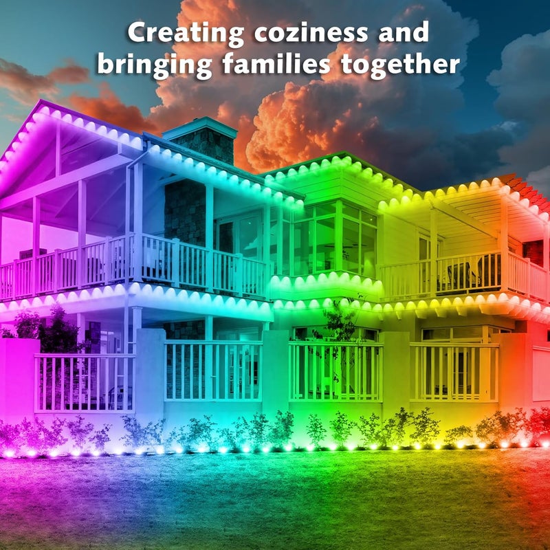 Sinley Permanent Outdoor RGB Lights,Waterproof Smart LED Eaves Lights with App/Remote Control,for Christmas and All Holiday Decor,Daily and Accent Lighting,House Roof and Garden Lighting (400FT) - Image 4