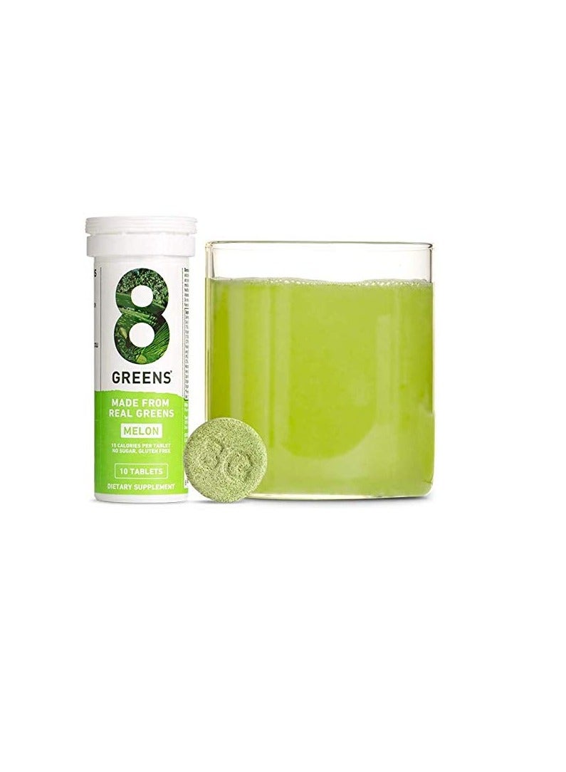 Effervescent Super Greens 8 Essential Healthy Real Greens in One Melon 1 Tube 10 Tablets