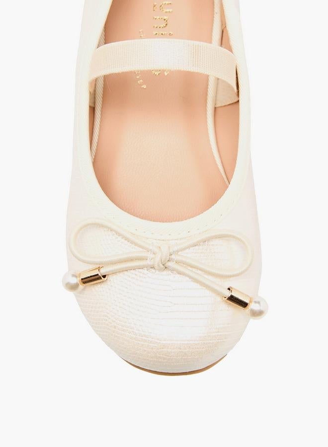 JUNIORS Girls Bow Detail Ballerina Shoes - Image 4
