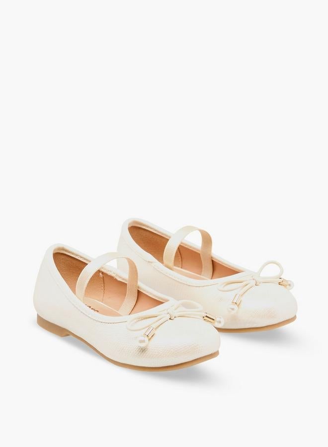 JUNIORS Girls Bow Detail Ballerina Shoes - Image 3