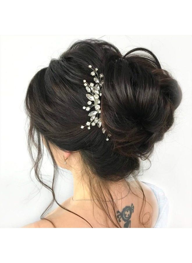 Unicra Bride Silver Wedding Hair Comb Sparkly Crystal Bridal Hair Piece Rhinestone Hair Accessorie for Women and Girls (A-Silver) - Image 1