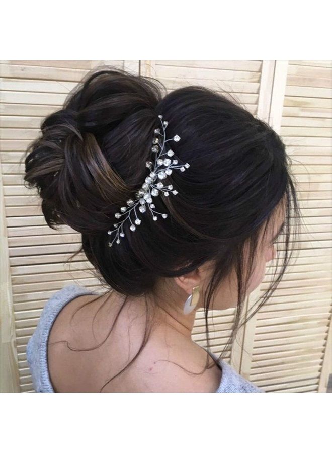 Unicra Bride Silver Wedding Hair Comb Sparkly Crystal Bridal Hair Piece Rhinestone Hair Accessorie for Women and Girls (A-Silver) - Image 3