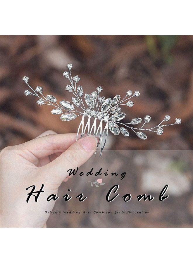 Unicra Bride Silver Wedding Hair Comb Sparkly Crystal Bridal Hair Piece Rhinestone Hair Accessorie for Women and Girls (A-Silver) - Image 4
