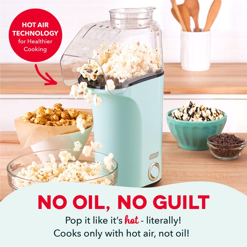 Dash Fresh Pop Popcorn Maker - Oil-Free, Air Popcorn Popper - With Measuring Cup & Recipe Guide - Perfect for Movie Nights - 16 Cups, Aqua - Image 4