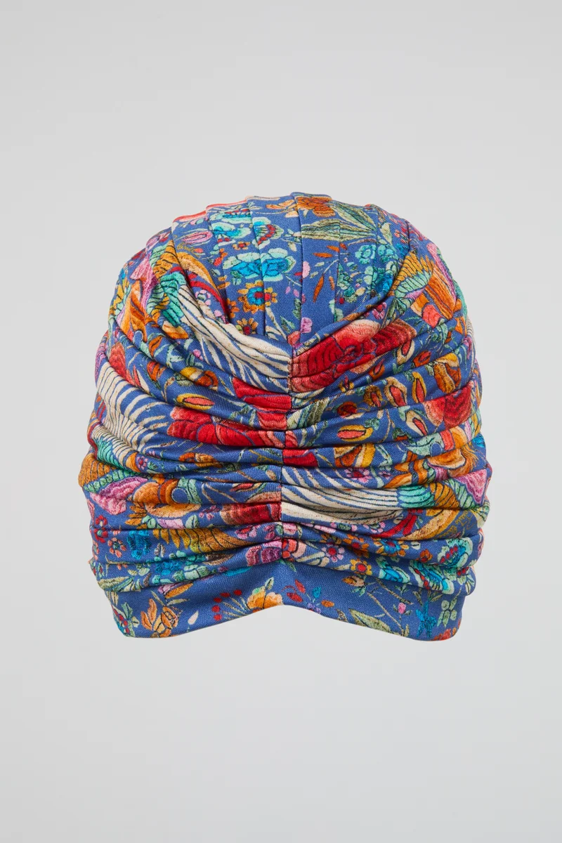 روبرتو كافالي Roberto Cavalli Blue Floral Turban Headwrap