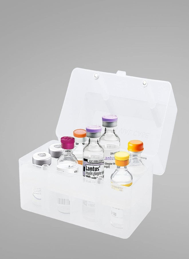 APDTEK علبة تخزين قوارير الأنسولين من APDTEK للثلاجة، 8 فتحات، منظم وحافظة قوارير الأنسولين لمرضى السكري للسفر، تناسب قوارير حقن الأنسولين من 5 مل إلى 15 مل (أبيض) - Image 1