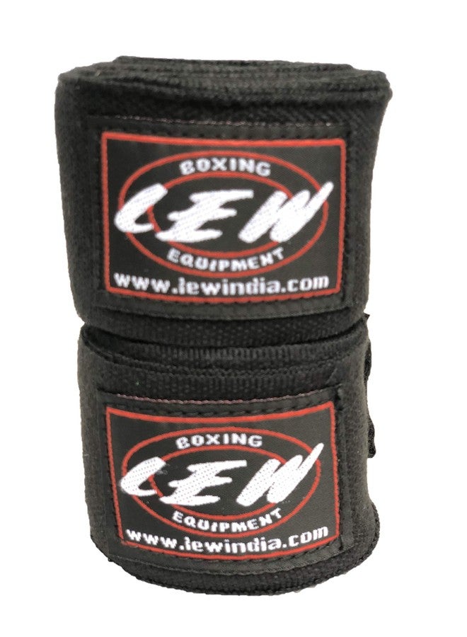 LEW Mexican Style Boxing Cotton Elastic Hand and Wrist Support Hand Wraps (Black, 108") - Image 1