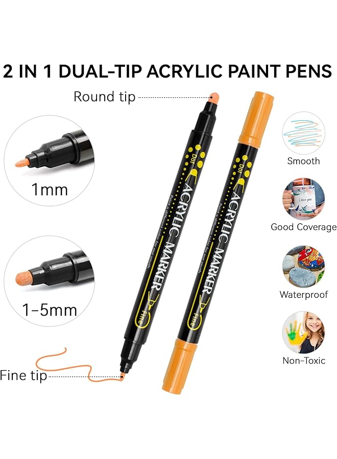 إيروريكس أقلام تلوين أقلام طلاء ذات طرفين أقلام طلاء أكريليك مثالية للرسم على الخشب والصخور والقماش والحجر والزجاج والسيراميك والحرف اليدوية وأدوات صنع الفن 36 - Image 2