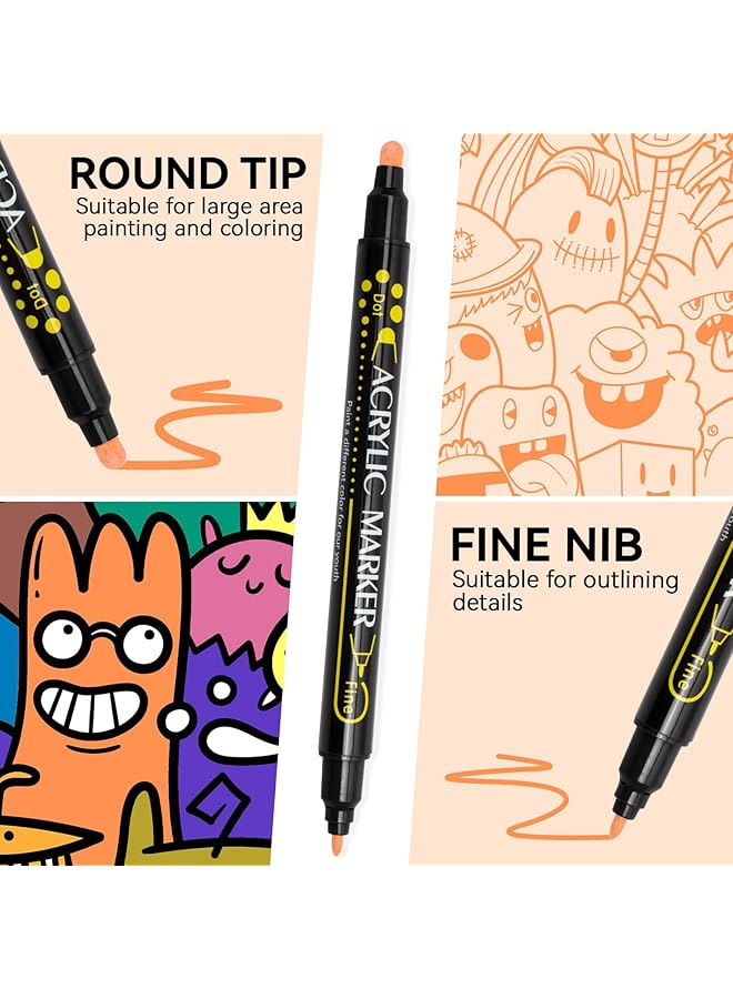 إيروريكس أقلام تلوين أقلام طلاء ذات طرفين أقلام طلاء أكريليك مثالية للرسم على الخشب والصخور والقماش والحجر والزجاج والسيراميك والحرف اليدوية وأدوات صنع الفن 36 - Image 5