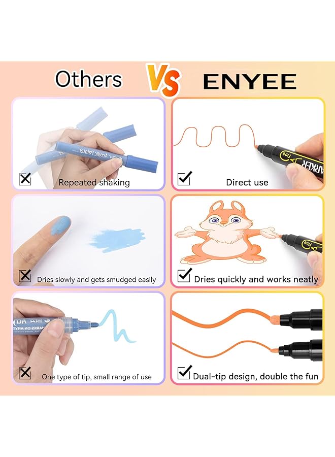 إيروريكس أقلام تلوين أقلام طلاء ذات طرفين أقلام طلاء أكريليك مثالية للرسم على الخشب والصخور والقماش والحجر والزجاج والسيراميك والحرف اليدوية وأدوات صنع الفن 36 - Image 4