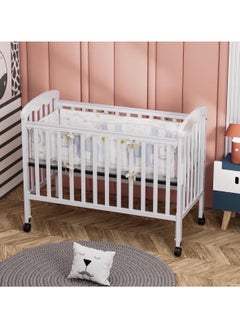 Star Kids Wooden bed for children with mosquito net and moving wheels with a zippered door and an iron base, suitable from birth to 4 years  - Image 1