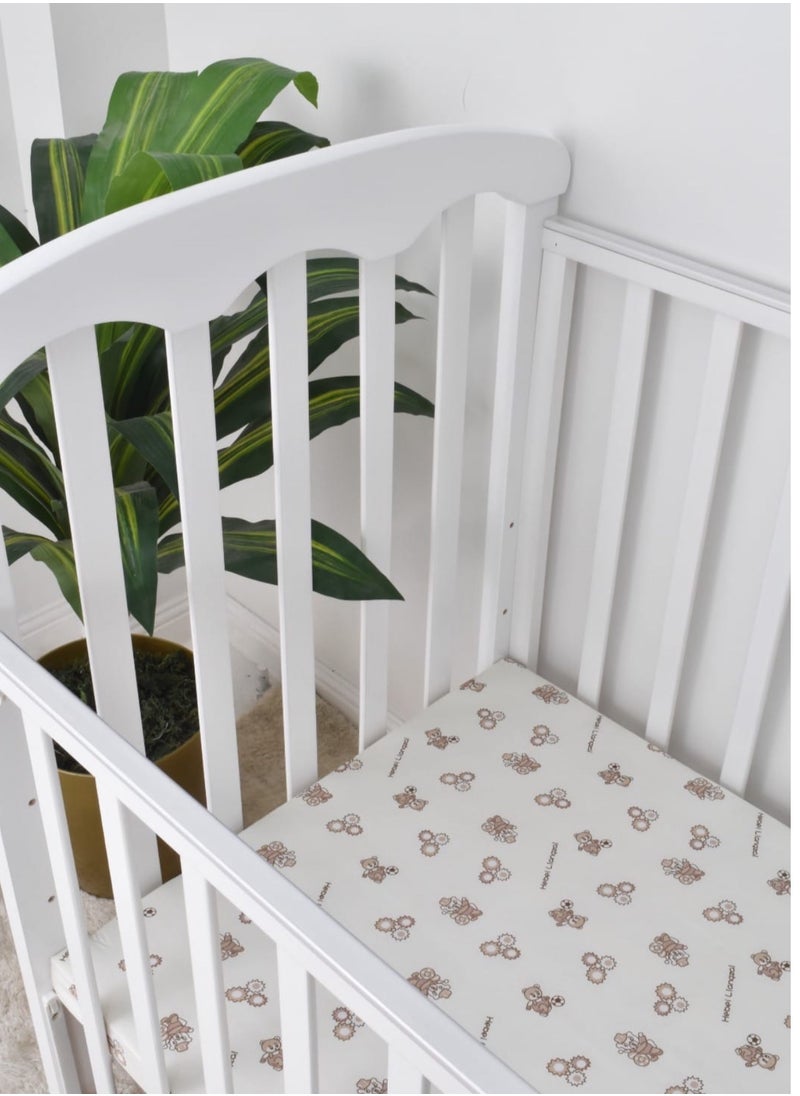 Star Kids - Wooden bed for children with mosquito net and moving wheels with a zippered door and an iron base, suitable from birth to 4 years - Image 1