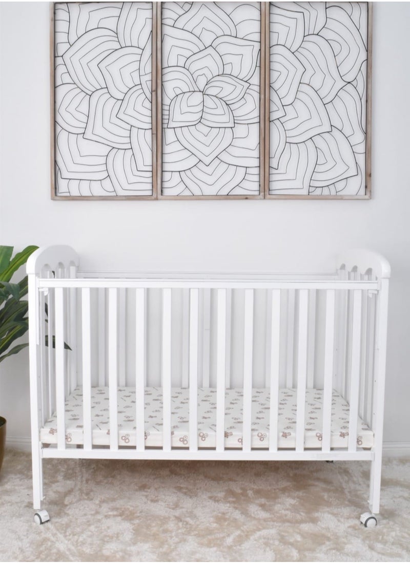 Star Kids - Wooden bed for children with mosquito net and moving wheels with a zippered door and an iron base, suitable from birth to 4 years - Image 1