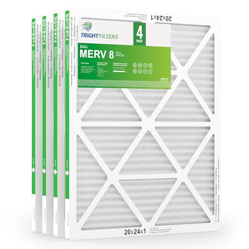 TRIGHTFILTERS 20x24x1 Air Filter 4 Pack, MERV 8 Pleated Dust Defense Air Filters Replacement Air Conditioner HVAC AC Furnace Filter, Durable and Lightweight - Image 1