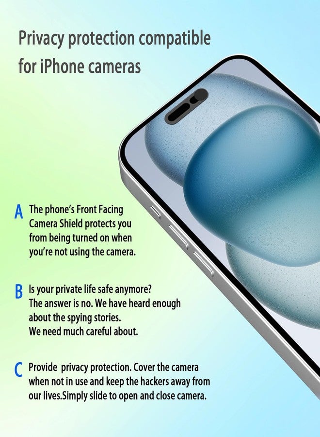 EYSOFT غطاء كاميرا ويب EYSOFT، غطاء كاميرا أمامية متوافق مع الهاتف 16/16 بلس/16 برو/16 برو ماكس/15/15 بلس/15 برو/15 برو ماكس/14 برو/14 برو ماكس، يحمي الخصوصية والأمان، لا يؤثر على Face ID، عبوة 2 - أسود - Image 5