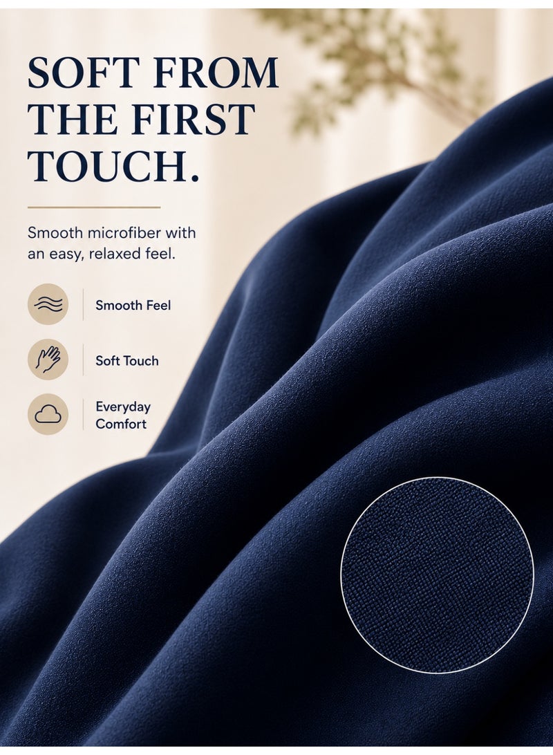 Good Sleep King Size Duvet Cover Set | 6 Piece Reversible | 220x240 cm | Midnight Blue & Light Beige Dual-Tone | Duvet Cover with Deep-Pocket Fitted Sheet & 4 Pillowcases | Ultra-Soft, Wrinkle-Free | Made in Dubai - Image 4