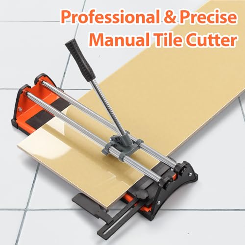 TILER Manual Tile Cutter, 14 Inch Professional Ceramic Tile Cutter with Durable & Sharp Tungsten Carbide Cutting Wheel, Tile Cutter Tools for Cutting Porcelain Floor with Anti-slip Handle & Feet - Image 2