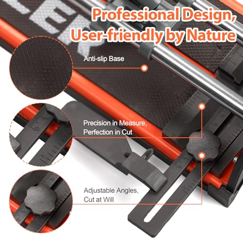 TILER Manual Tile Cutter, 14 Inch Professional Ceramic Tile Cutter with Durable & Sharp Tungsten Carbide Cutting Wheel, Tile Cutter Tools for Cutting Porcelain Floor with Anti-slip Handle & Feet - Image 5