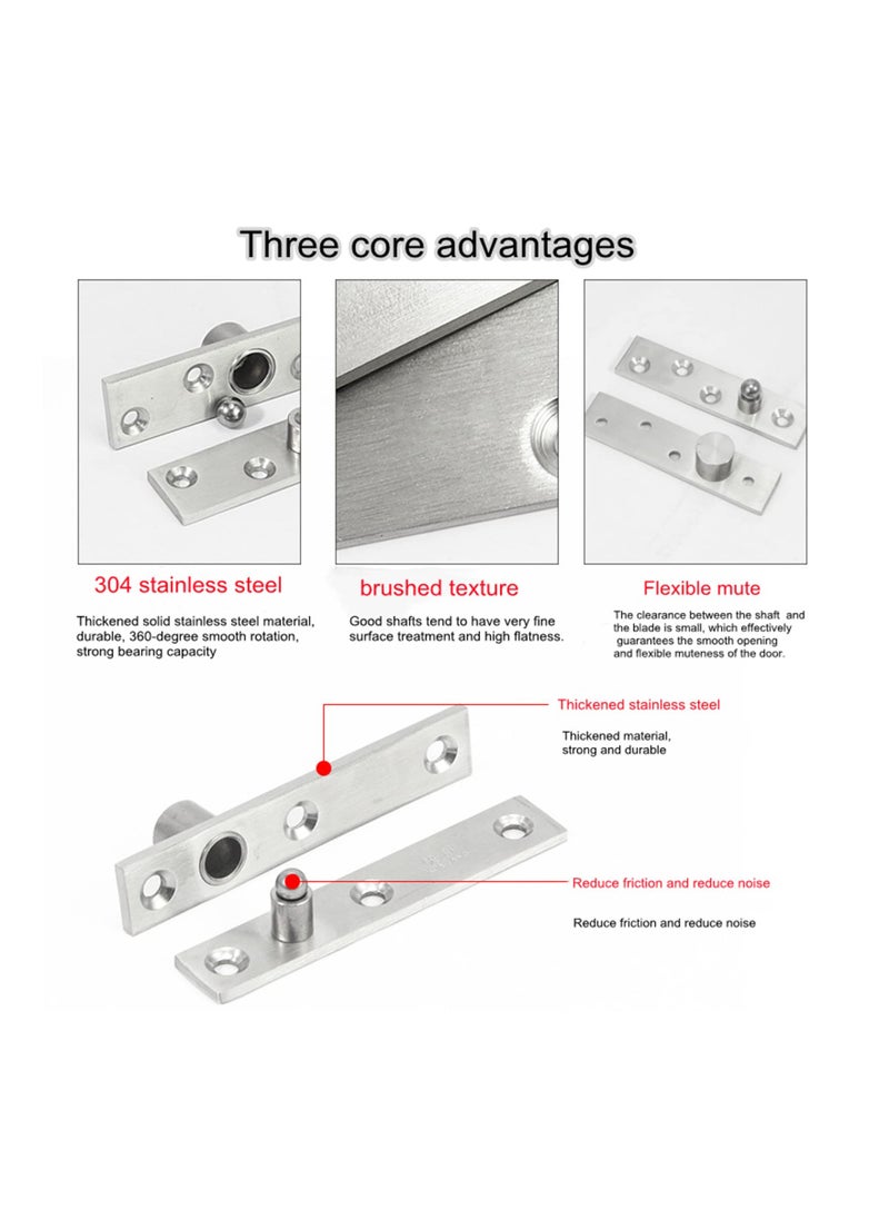 SYOSI - 2PCS 180° Rotation Door Pivot Hinge, Concealed Door Hinge Hardware Hidden Bookshelf Hinges Rotation Concealing Hinges Swivel Door Pivot HardwareStainless Steel Rotation Secret Room Door Hinge, Small - Image 1