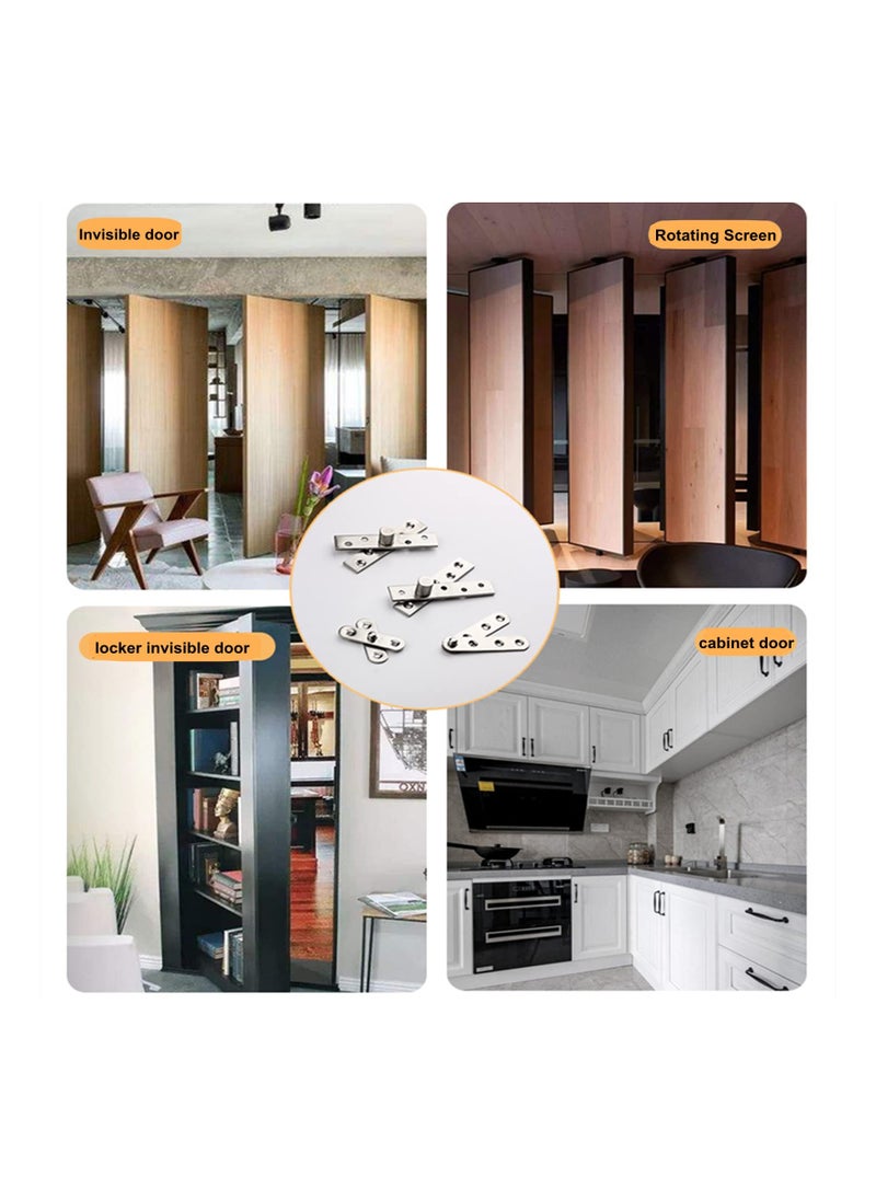 SYOSI - 2PCS 180° Rotation Door Pivot Hinge, Concealed Door Hinge Hardware Hidden Bookshelf Hinges Rotation Concealing Hinges Swivel Door Pivot HardwareStainless Steel Rotation Secret Room Door Hinge, Small - Image 1