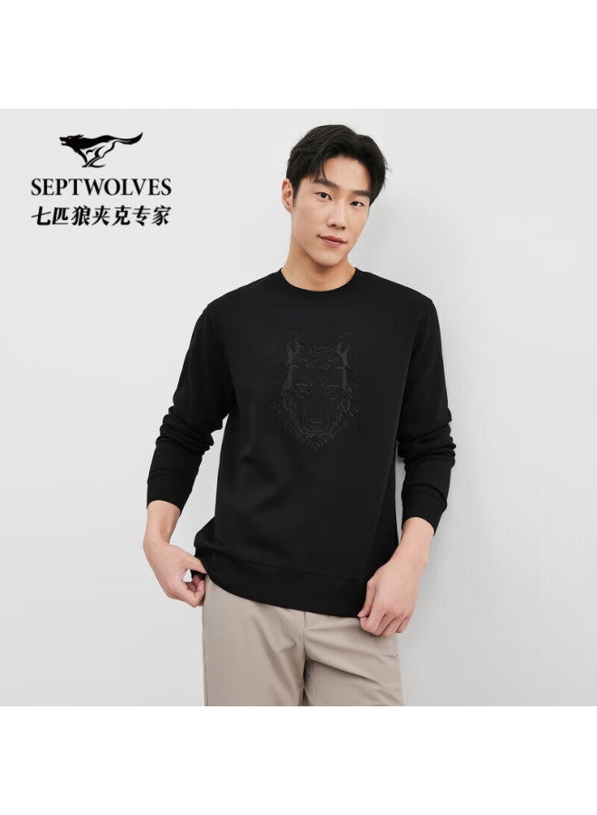 Septwolves Seven Wolves Men's Knit Sweater Business Casual Commuter Daily Modal Blend Long Sleeve Pullover Shirt - Image 1