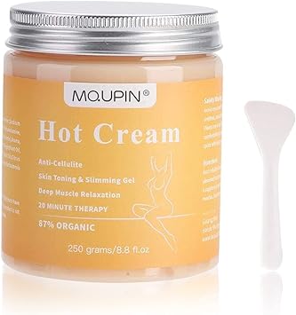MQUPIN كريم مضاد للسيلوليت 250 جرام كريم ساخن كريم تخسيس كريم حارق للدهون كريم تخسيس عضوي للجسم علاج سيلوليت طبيعي لشد البشرة للبطن والأرداف والساقين والذراعين والخصر - Image 1