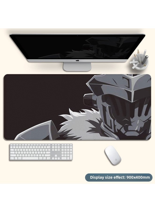 Mouse Pad Stain-resistant A Generation Of Oversized Rubber Table Pad Animation Game Precision Lock Edge Mouse Pad Electric Race Span-Color:900*400*2mm-Pattern:K35-mask Black And White Helmet - Image 1