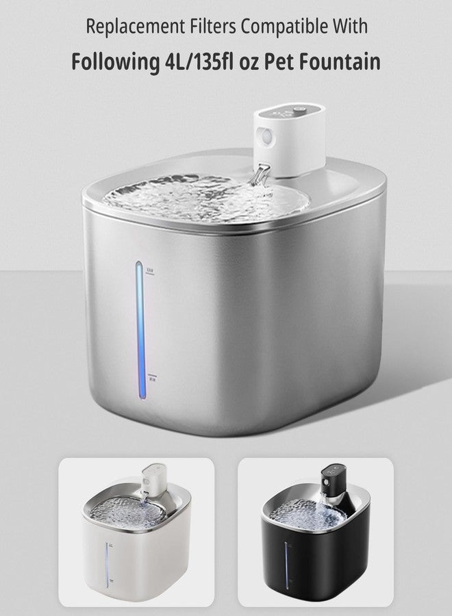 Baofum Cat Water Fountain Filter Replacement Pet Drinking Fountain Filters Compatible with 135 fl oz/4L Cat Water Fountain-12 Set Filters with Sponges - Image 2