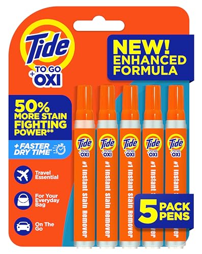 Tide Stain Remover for Clothes Tide To Go Pen Instant Stain Spot Remover for Clothes Travel Pocket Size 5 Count Pack of 1 Packaging May Vary - Image 1