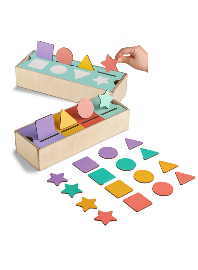 Curious Cub ألعاب تصنيف الألوان والأشكال للأطفال من 1-3 سنوات، لعبة مونتيسوري خشبية للأطفال بعمر سنة، لعبة ألغاز للتعلم في مرحلة ما قبل المدرسة، ألعاب تصنيف الألوان للأطفال، ألعاب مونتيسوري كهدية عيد ميلاد للأطفال بعمر سنتين. - Image 1