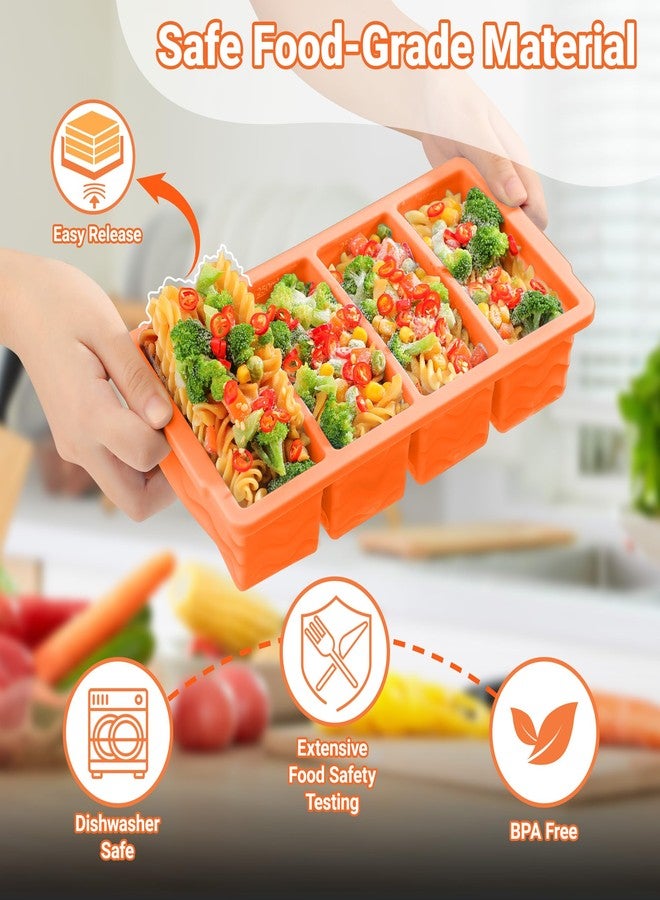 Doasuwish Silicone Freezer Tray for Soup with Lid - 1-Cup Soup Container Style Ice Cube Trays for Freezer, Meal Prep & Food Storage, Freeze 250mL/125mL Portions - 2 Pack - Image 3